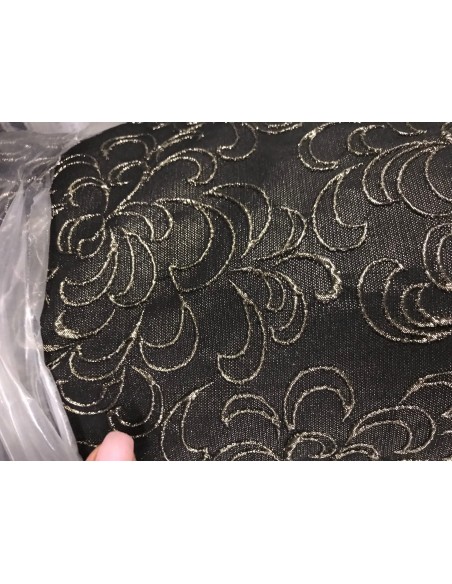 ŻAKARD CZARNY ROZETKA ZE ZŁOTYM LUREXEM