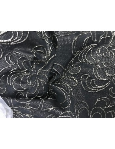 ŻAKARD CZARNY ROZETKA ZE ZŁOTYM LUREXEM