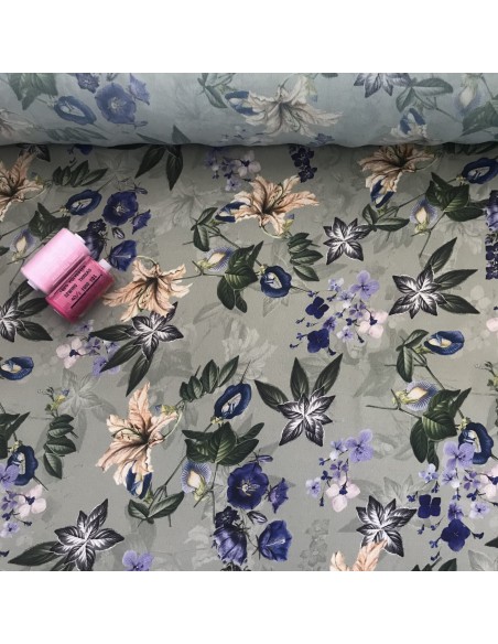 SZYFON-ŻORŻETA DRUK CYFROWY KHAKI KWIATY