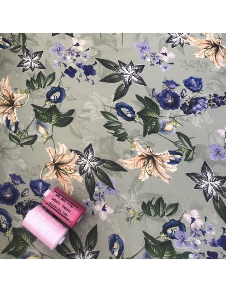 SZYFON-ŻORŻETA DRUK CYFROWY KHAKI KWIATY