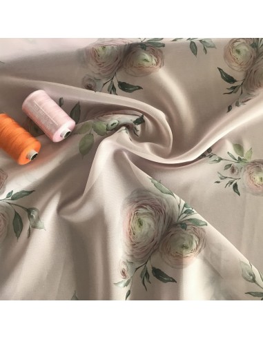 SZYFON DRUK CYFROWY KWIATY BRZOSKWINIOWY-RÓŻ