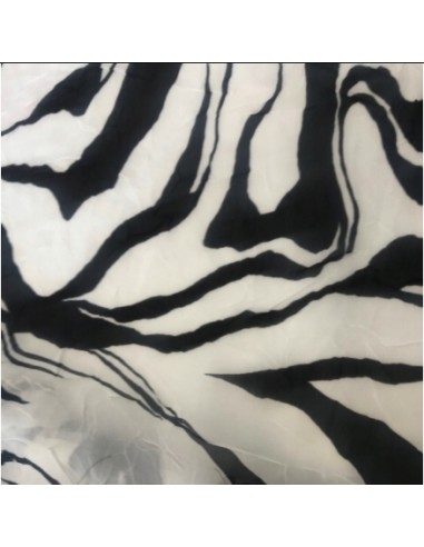 Szyfon kreszowany zebra czarno-biała 135cm
