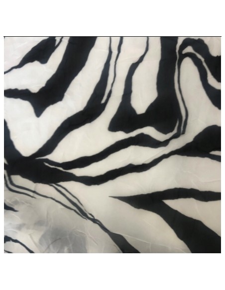 Szyfon kreszowany zebra czarno-biała 135cm