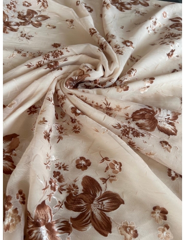 Tkanina szyfon żakard bernaut beżowy