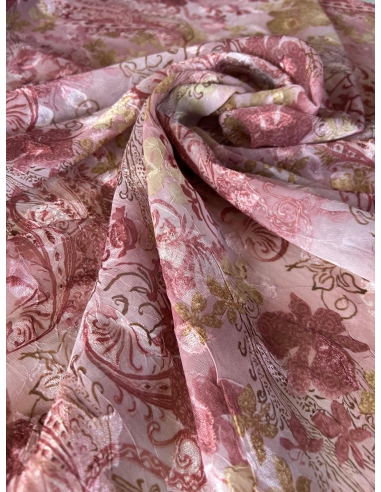 Tkanina szyfon żakard ornamenty różowy